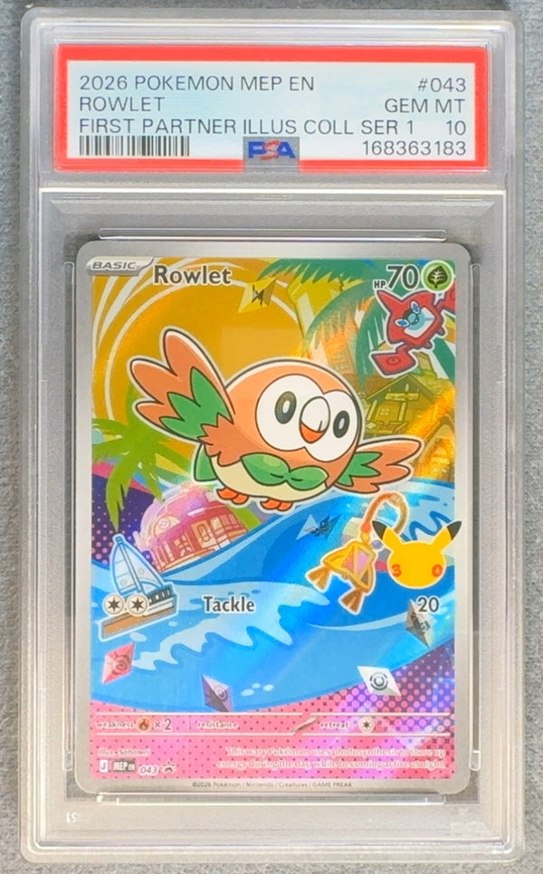 043 Rowlet [30th Anniversary] ME Black Star Promos Promo PSA 10
