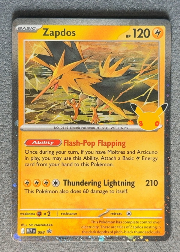 098 Zapdos [30th Anniversary] ME Black Star Promos Promo NM