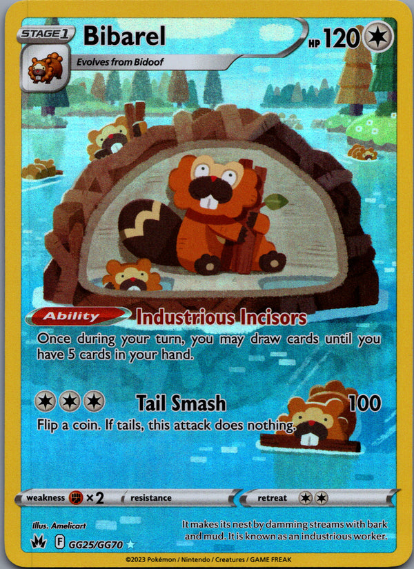 GG25 Bibarel Crown Zenith Rare Holo Near Mint