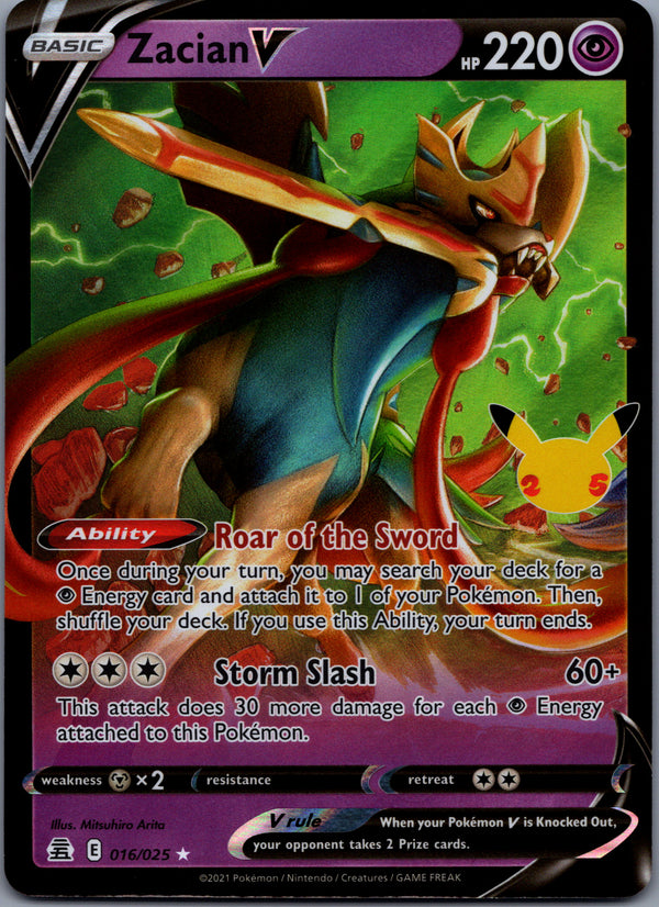 016 Zacian V Celebrations Holo Rare V NM