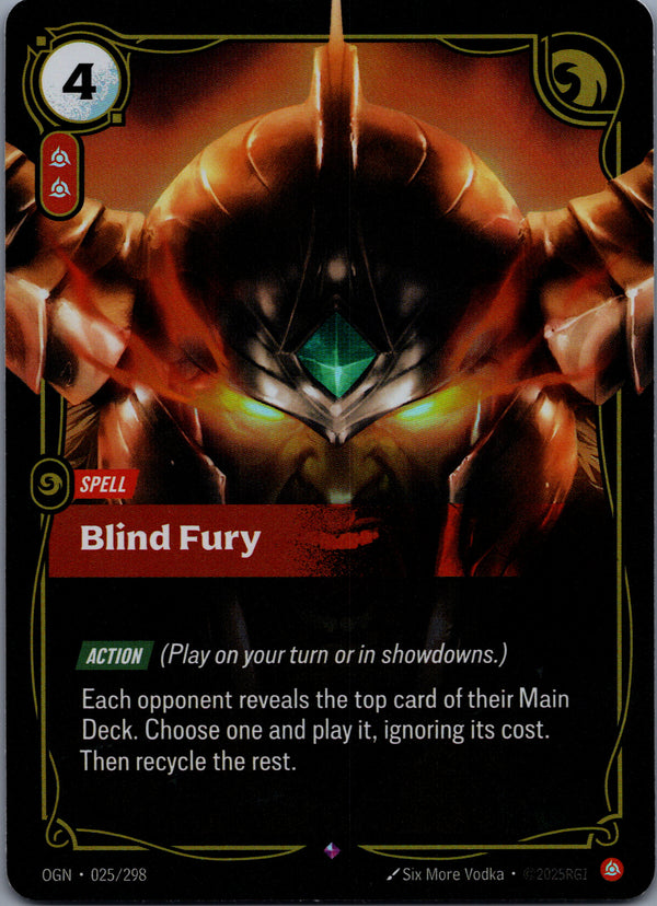 025 Blind Fury [Foil] Origins Rare Near Mint