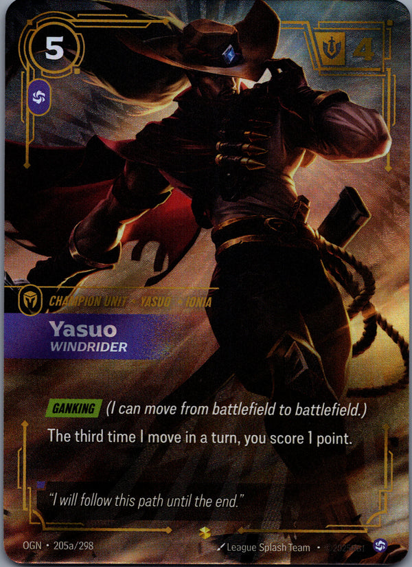 205a Yasuo - Windrider [Alternate Art] Origins Showcase Near Mint