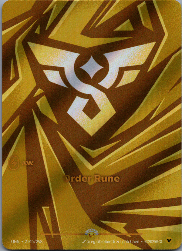 214a Order Rune [Alternate Art] Origins Showcase Near Mint