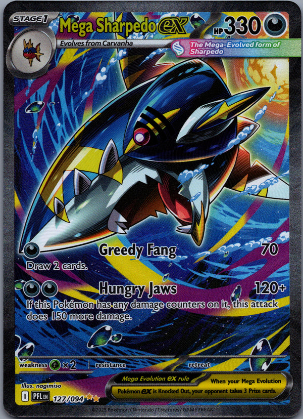127 Mega Sharpedo ex Phantasmal Flames Special Illustration Rare Near Mint