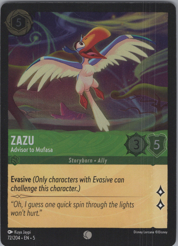 072 Zazu - Advisor to Mufasa [Foil] Shimmering Skies Common Near Mint