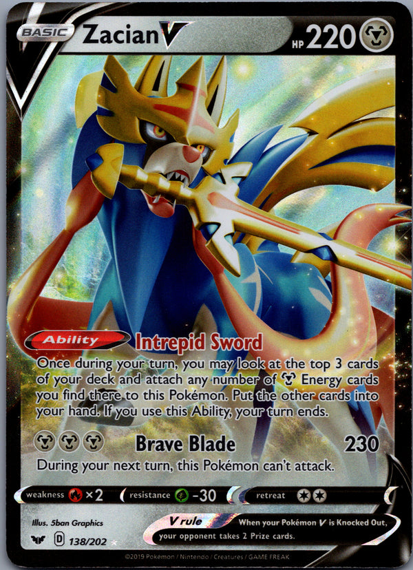 138 Zacian V Sword & Shield Holo Rare V Near Mint