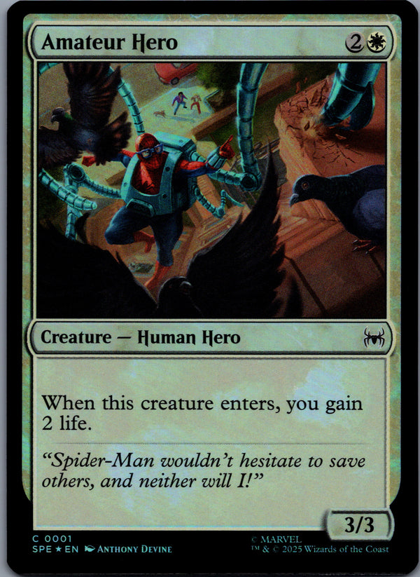 001 Amateur Hero [Foil] Marvel's Spider-Man Eternal Common Foil Near Mint