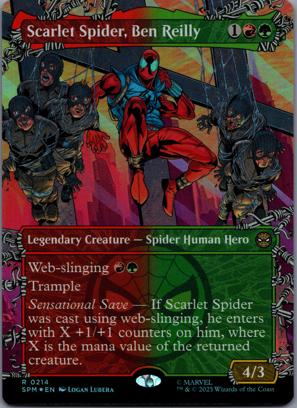 214 Scarlet Spider, Ben Reilly [Foil] Marvel's Spider-Man Rare Borderless Foil Near Mint