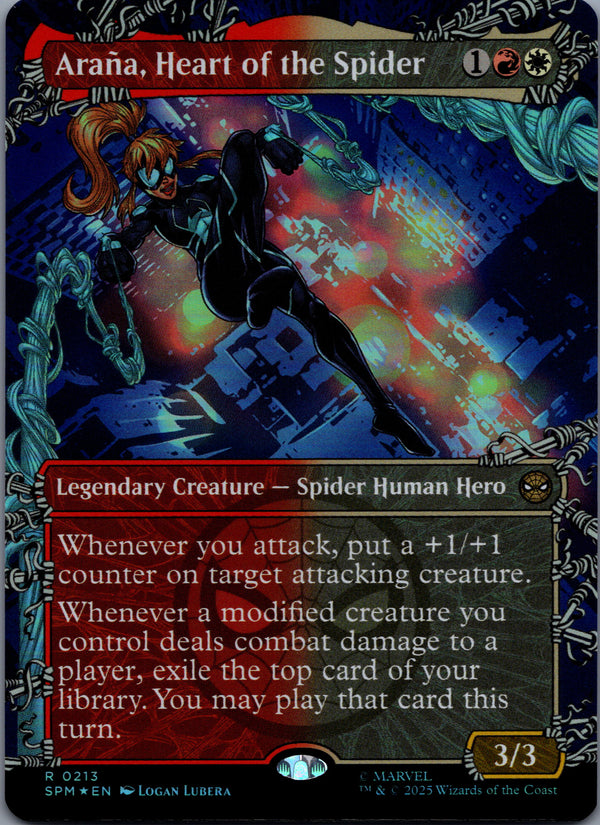213 Arana, Heart of the Spider [Foil] Marvel's Spider-Man Rare Borderless Foil Near Mint