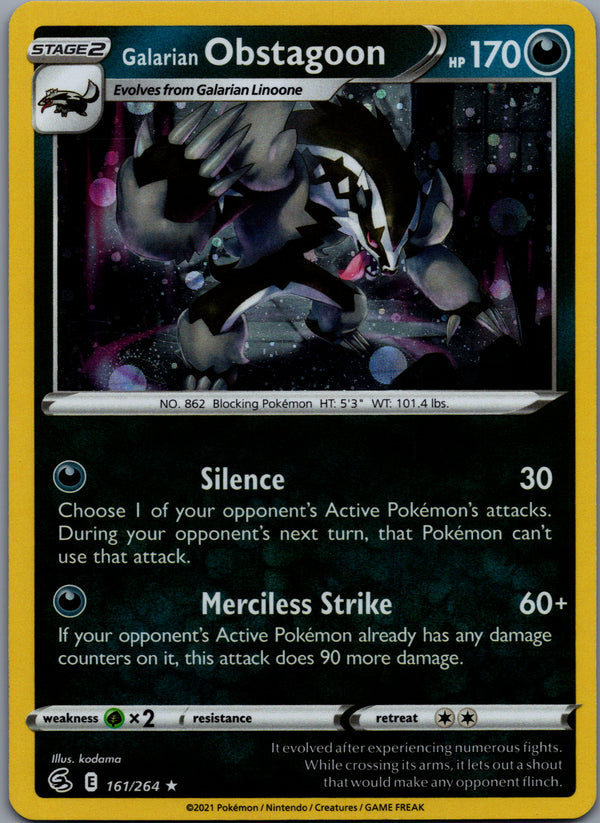 161 Galarian Obstagoon [Cosmos Holo] Fusion Strike Rare Holo Near Mint