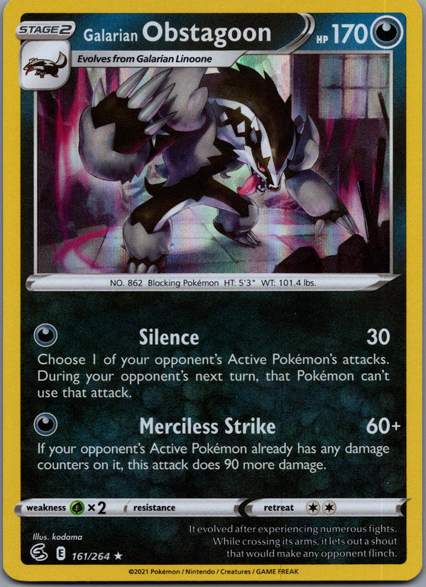 161 Galarian Obstagoon Fusion Strike Rare Holo Near Mint