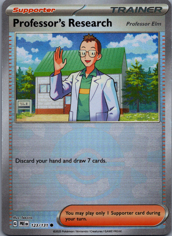 123 Professor's Research: Professor Elm [Poke Ball] Prismatic Evolutions Common Near Mint