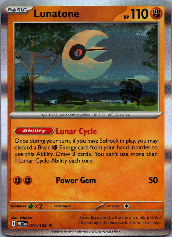 074 Lunatone Mega Evolution Rare Near Mint