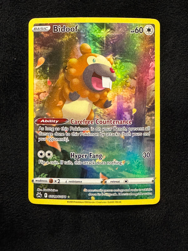 GG29 Bidoof Crown Zenith Rare Holo Near Mint