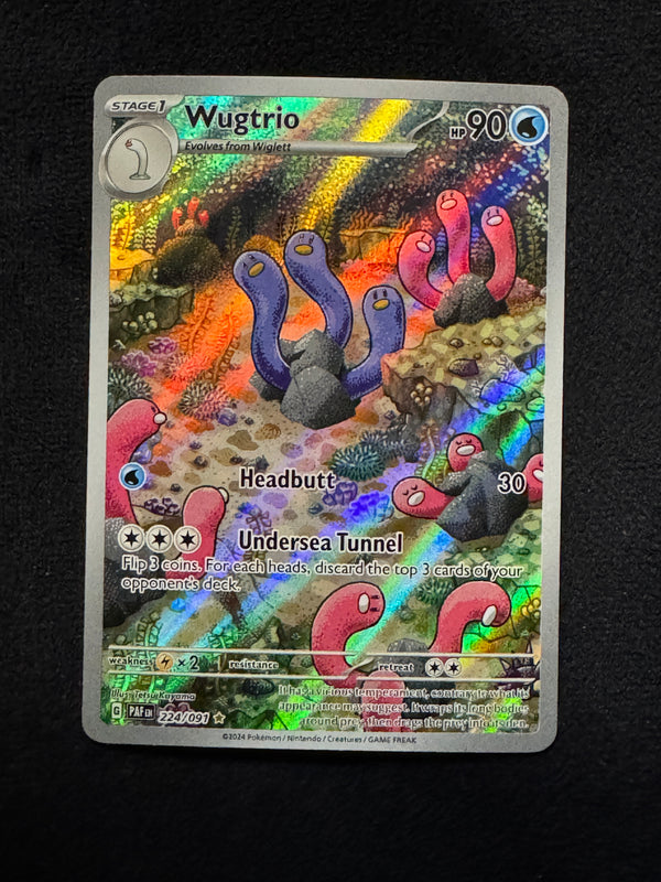 224 Wugtrio Paldean Fates Illustration Rare Near Mint