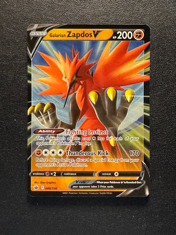 080 Galarian Zapdos V Chilling Reign Holo Rare V NM