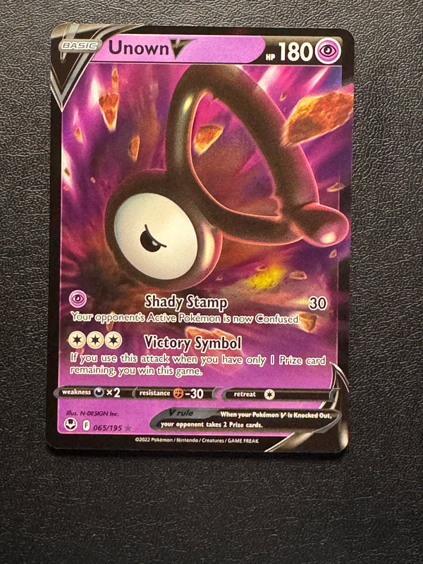 065 Unown V Silver Tempest Holo Rare V Near Mint