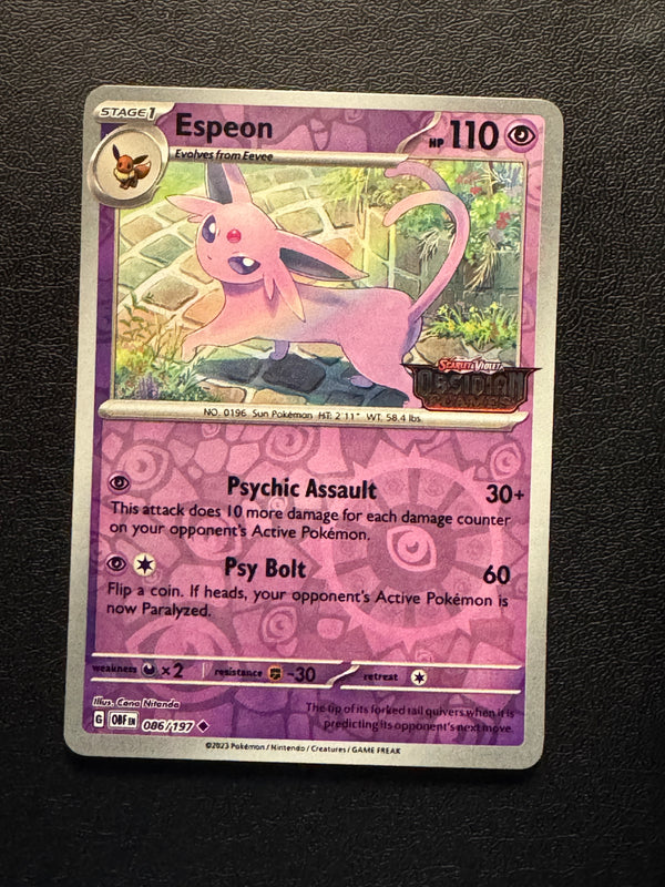 086 Espeon [Stamped] Obsidian Flames Uncommon Near Mint