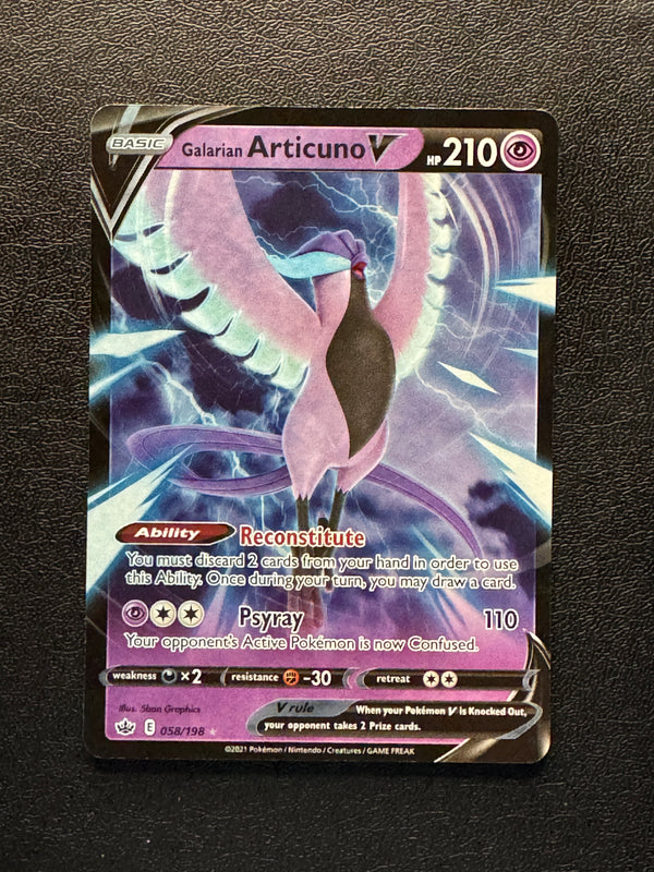 058 Galarian Articuno V Chilling Reign Holo Rare V Near Mint