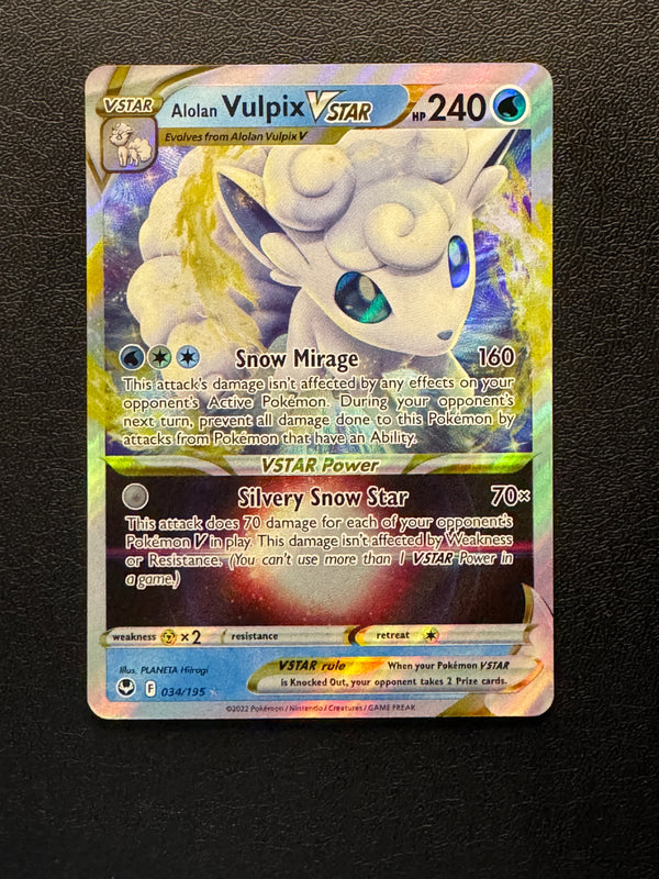 034 Alolan Vulpix VSTAR Silver Tempest Holo Rare VSTAR Near Mint