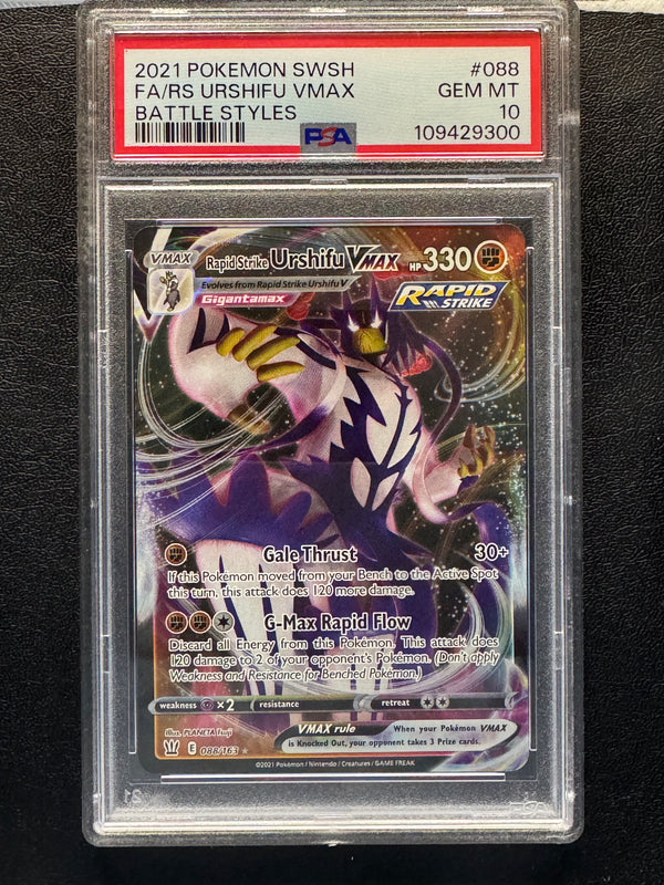 088 Rapid Strike Urshifu VMAX Battle Styles Holo Rare VMAX PSA 10