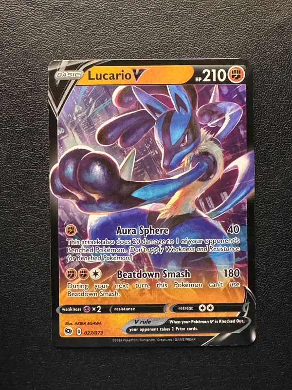 027 Lucario V Champion's Path Holo Rare V Near Mint