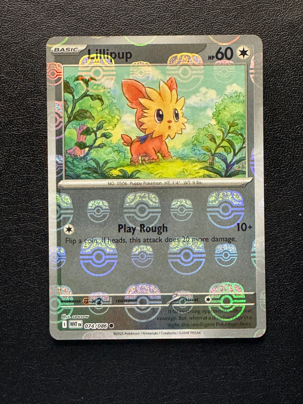 074 Lillipup [Master Ball] White Flare Common Near Mint