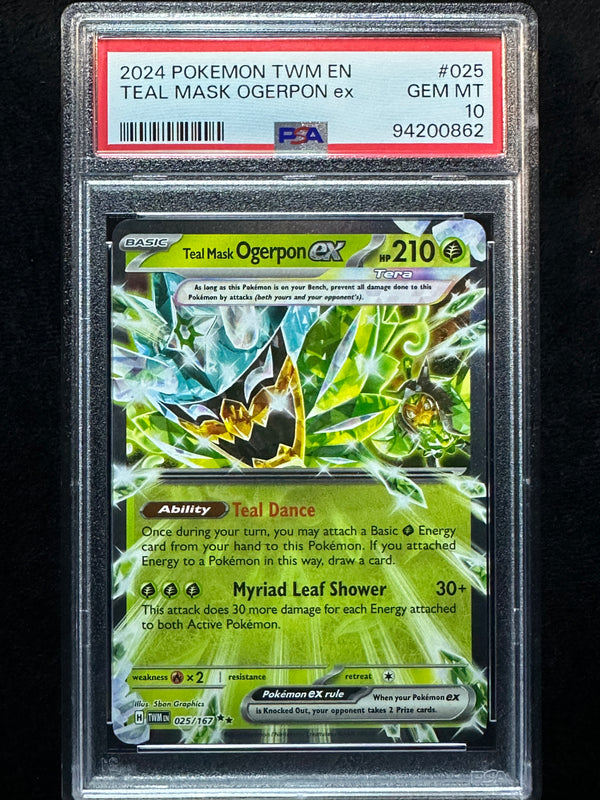 025 Teal Mask Ogerpon ex Twilight Masquerade Double Rare PSA 10